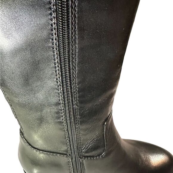 Alfani Bexleyy NEW Size 5 Black Leather Knee-High Riding Boots block heels - Picture 4 of 6